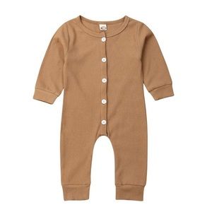 Baby Jumpsuit Button Solid Romper Ribbed Bodysuit Size 3-6 Months